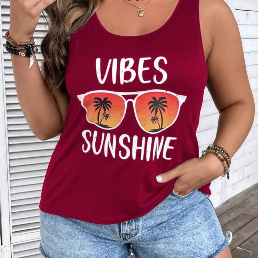 🆕 VIBES SUNSHINE Tank Top!!! Brand NEW! Plus Size 4X